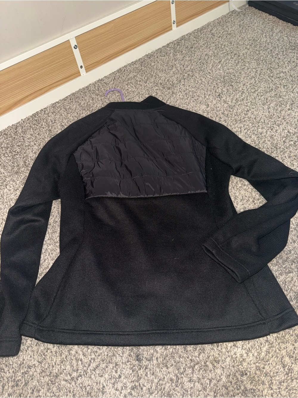 Women’s Black Knit Sweater with Quilted Back Panel